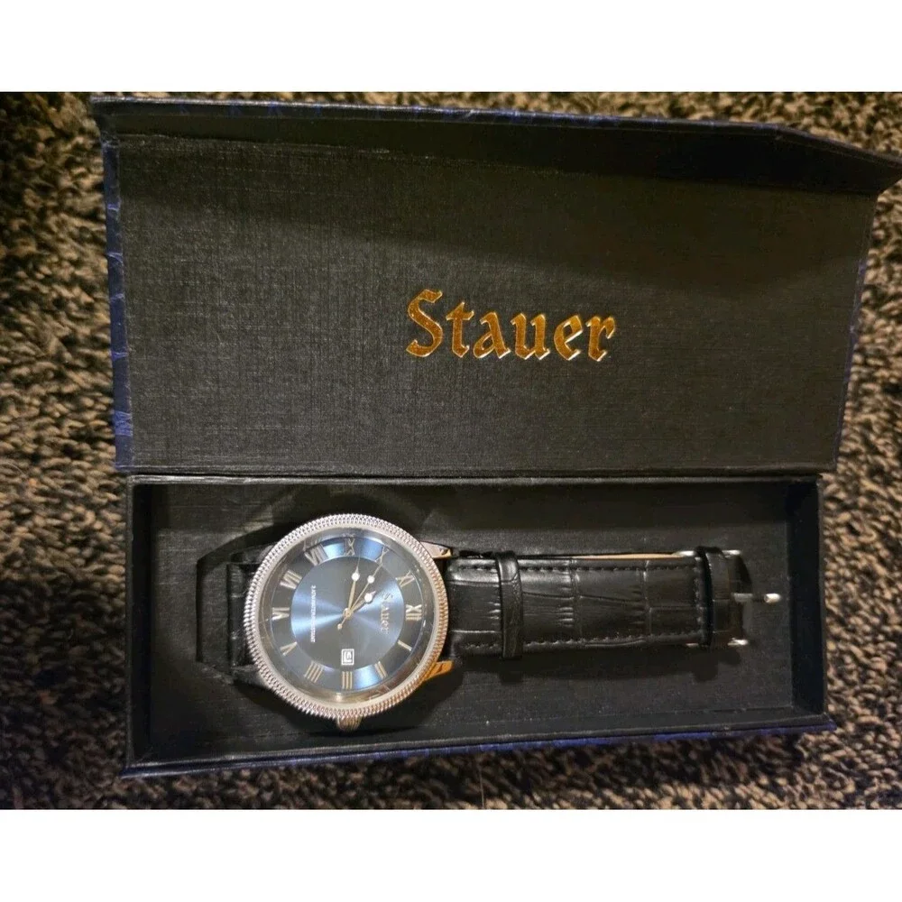 Stauer Men's Urban Blue Watch, Blue Dial with Box, New, needs battery